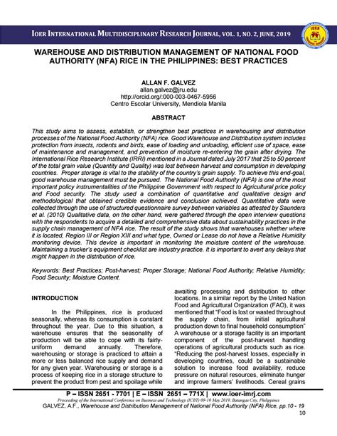 nfa sop library|Warehouse and Distribution Management of National .